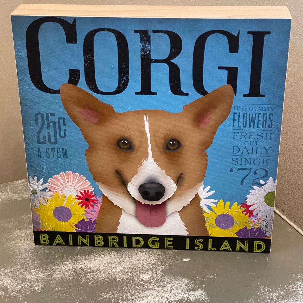 Signed & Numbered CORGI Block Wood Picture